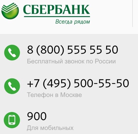 Téléphones Sberbank pour les clients