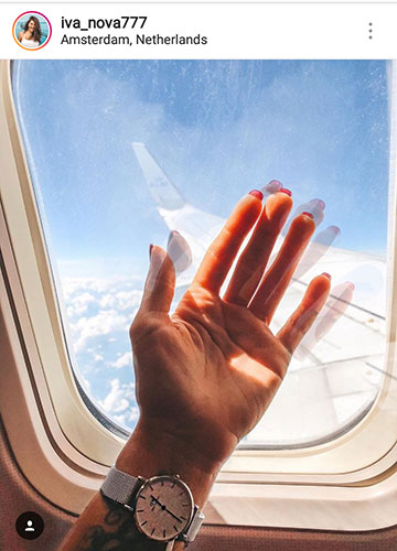 photo d'été pour instagram dans un avion