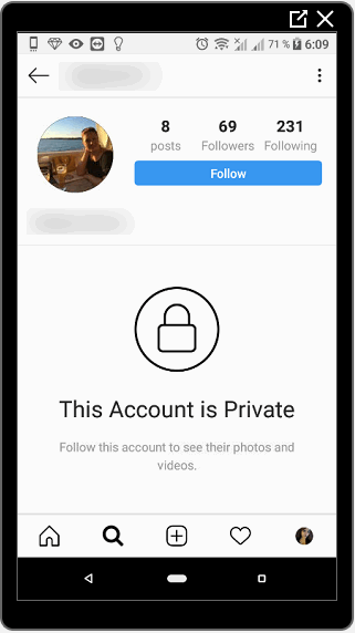Compte privé sur Instagram