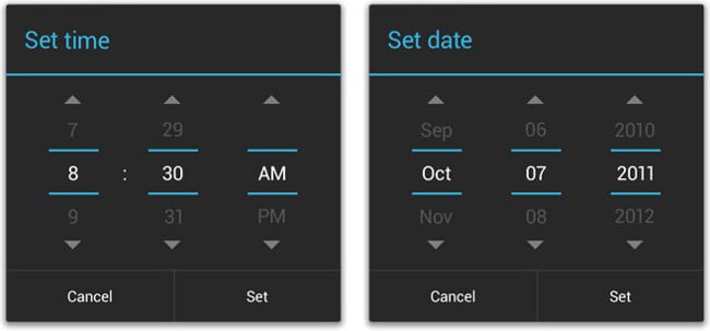 Date et heure sur Android